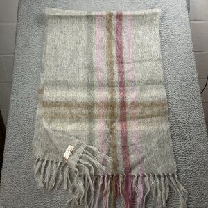 Molly Robert’s Co Mohair Wool Scarf Gray Pink 64x23”